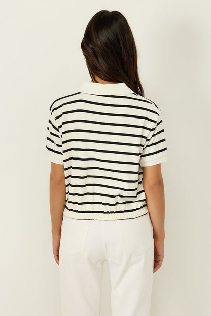 Kurzarm-T-Shirt mit Polokragen und Streifen