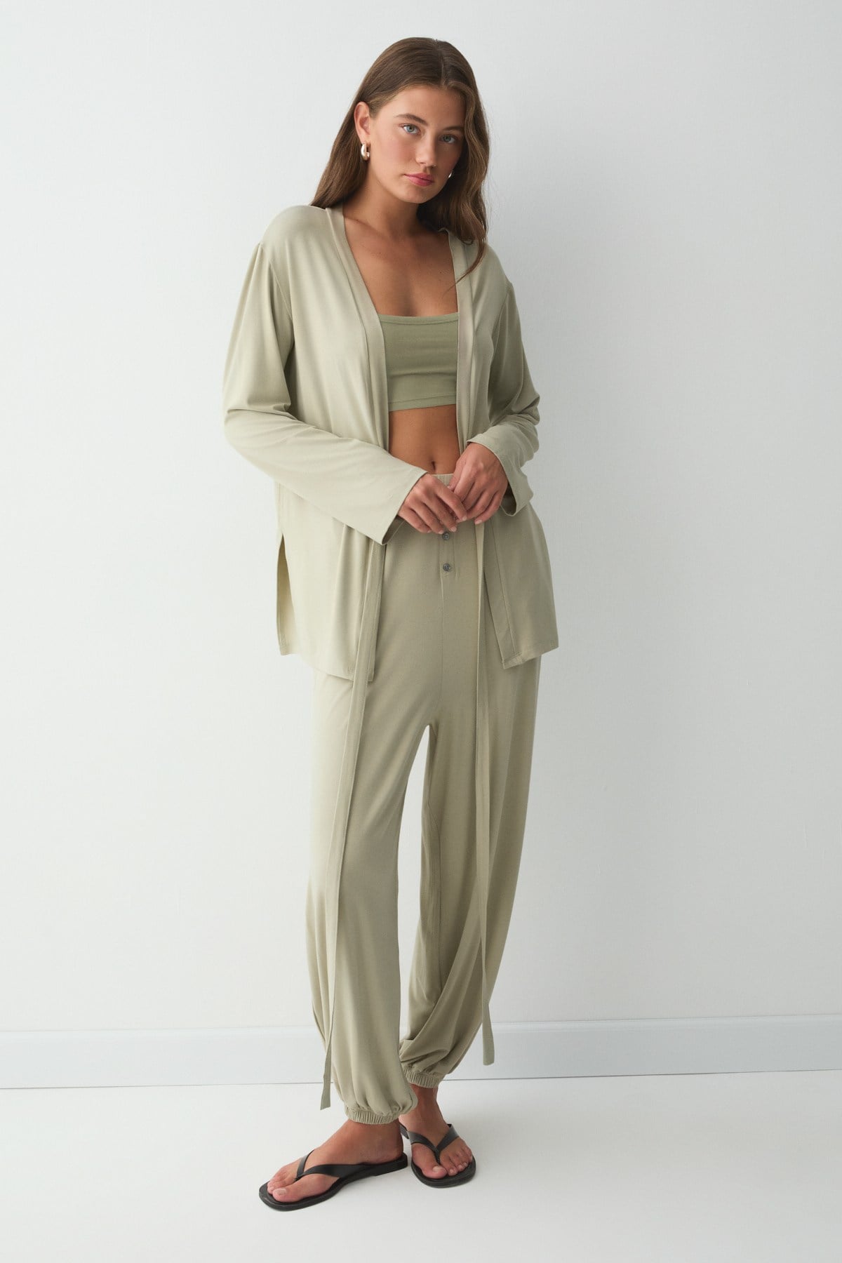ETHIQUET POTOSI Damen Weiche Stretch-Bundhose Khaki
