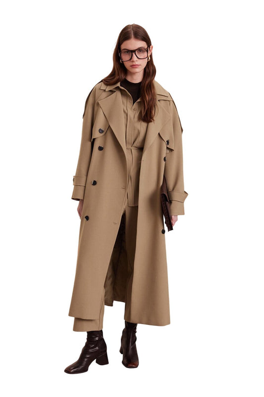 Premium Übergröße Schwarzer Trenchcoat