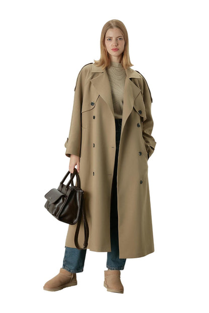 Premium Übergröße Schwarzer Trenchcoat