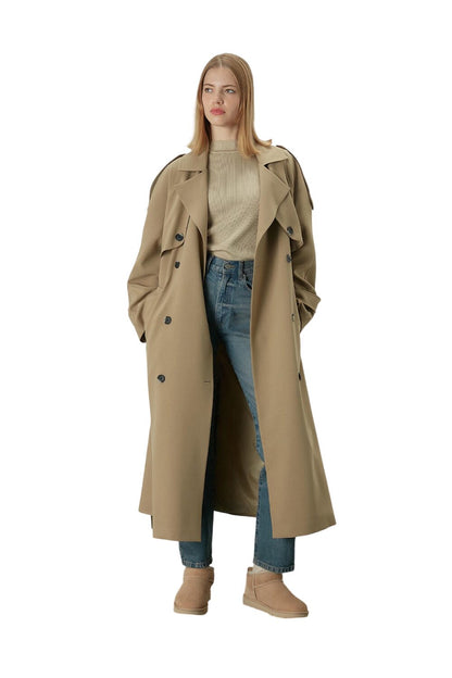 Premium Übergröße Schwarzer Trenchcoat