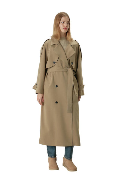 Premium Übergröße Schwarzer Trenchcoat
