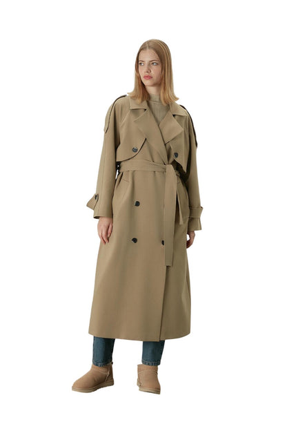 Premium Übergröße Schwarzer Trenchcoat