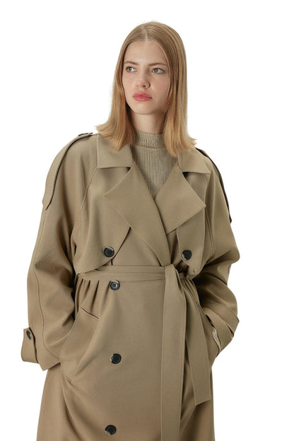 Premium Übergröße Schwarzer Trenchcoat