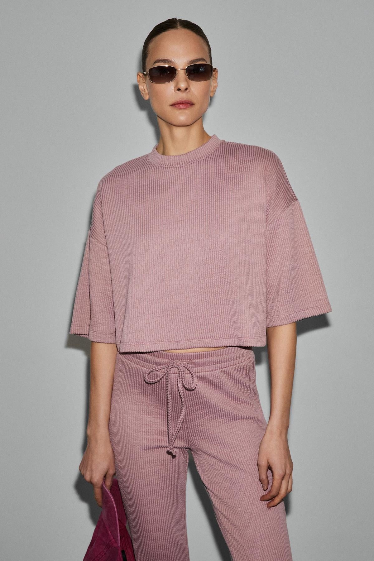 GRIMELANGE PRIME Damen Bio-Baumwoll-Crop-Shirt Rosa