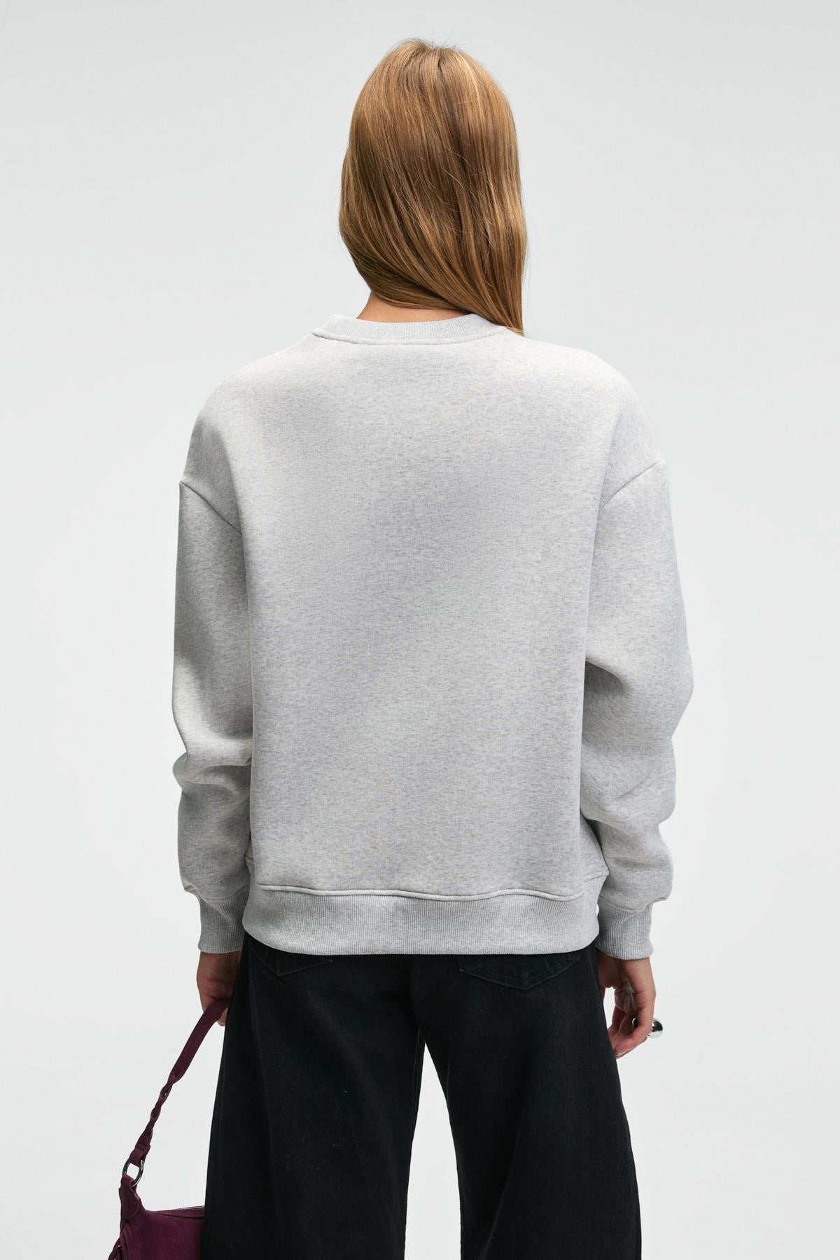 GRIMELANGE PROGRISTO Damen Sweatshirt Puffdruck Graue Melange