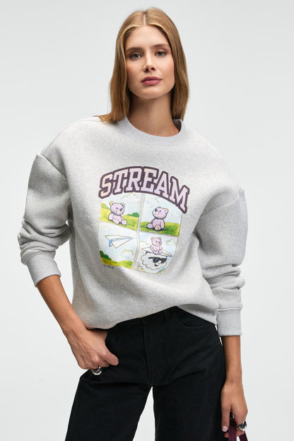 PROGRISTO Damen Sweatshirt Puffdruck