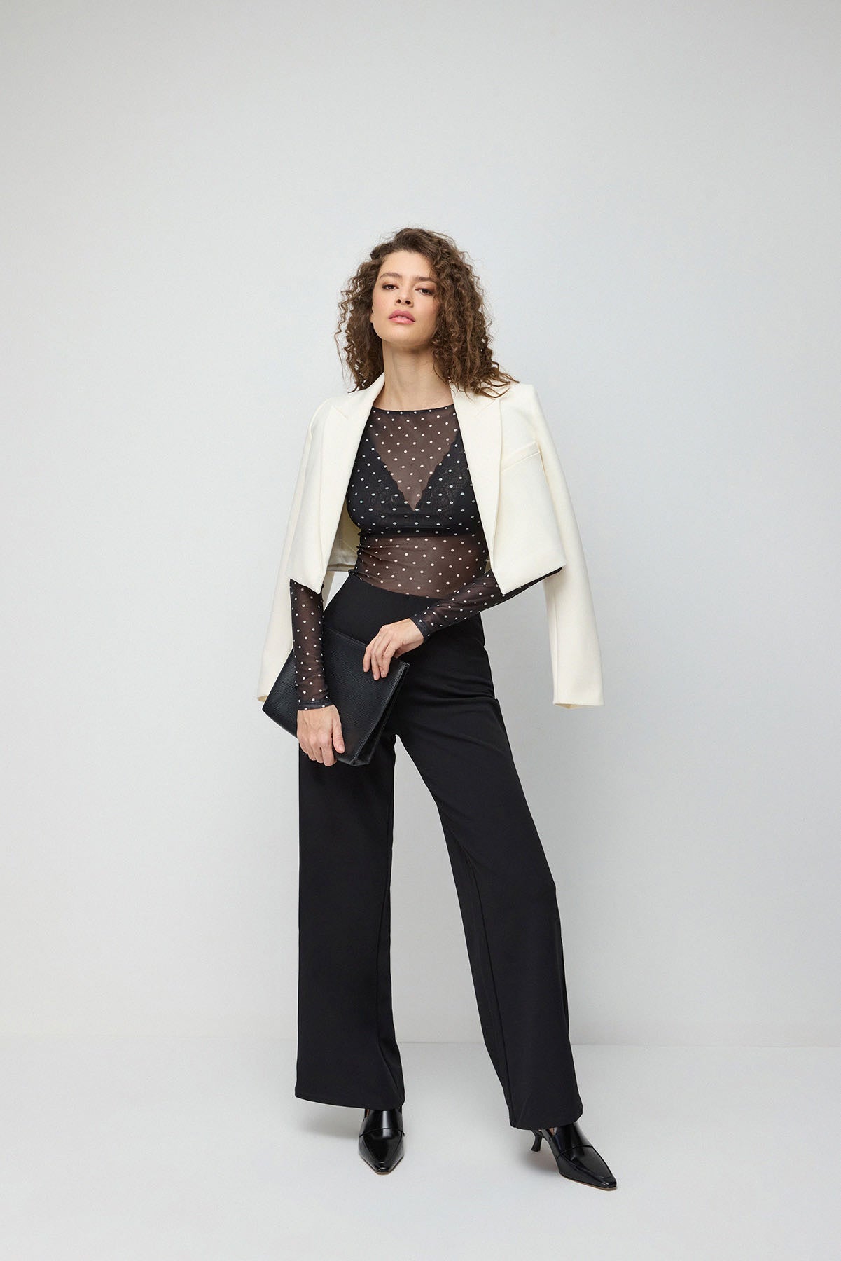 Tüllbluse mit Polka-Dots