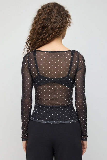 Tüllbluse mit Polka-Dots