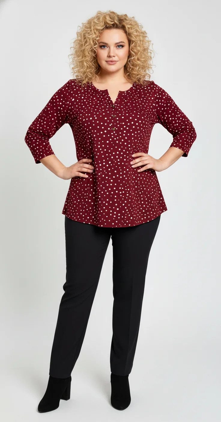 Kurzarmbluse mit Polka-Dot-Muster