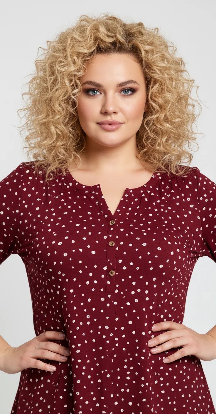 Kurzarmbluse mit Polka-Dot-Muster