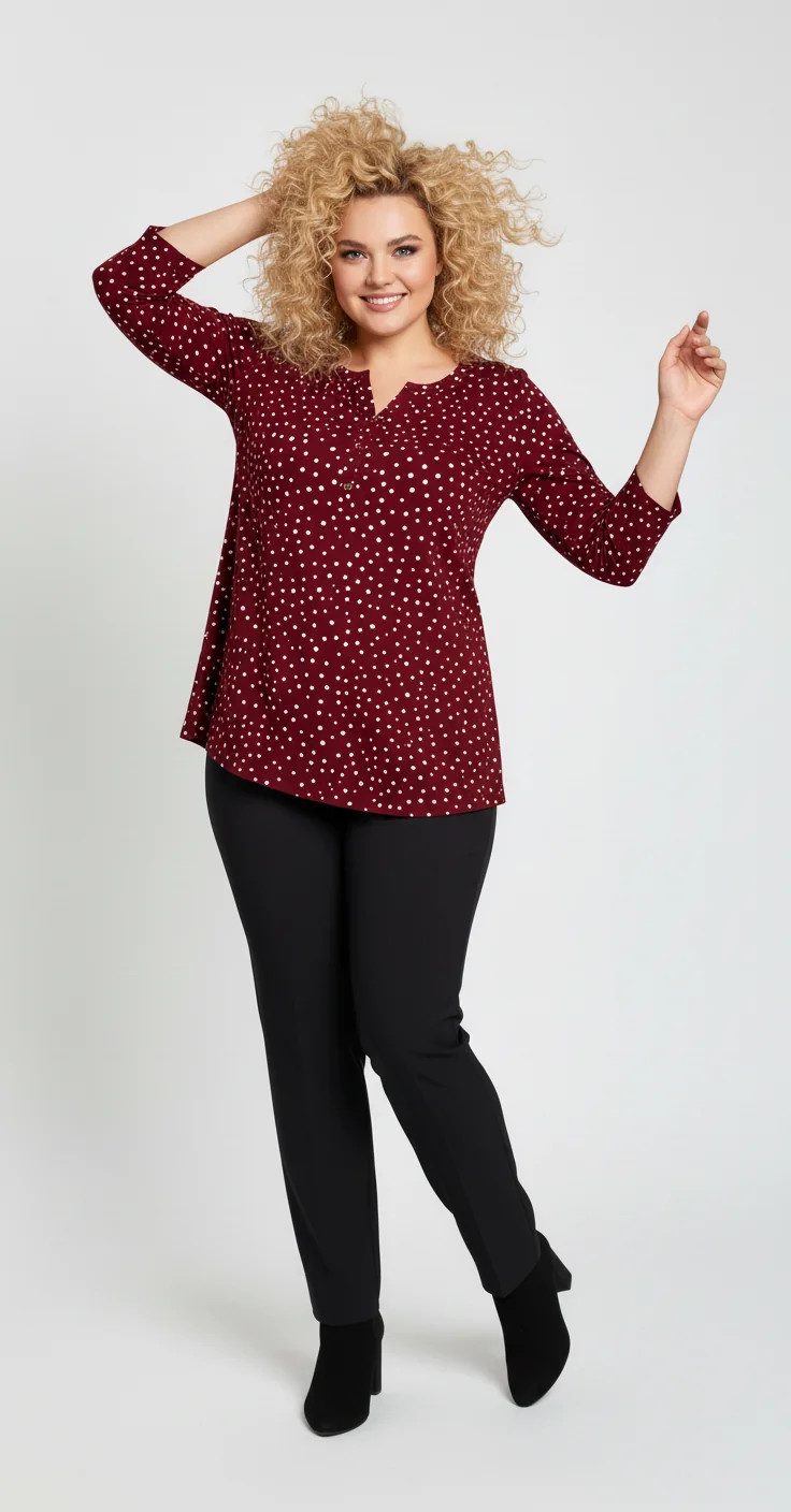 Kurzarmbluse mit Polka-Dot-Muster