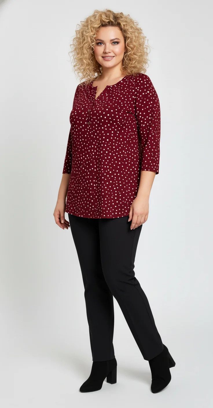 Kurzarmbluse mit Polka-Dot-Muster
