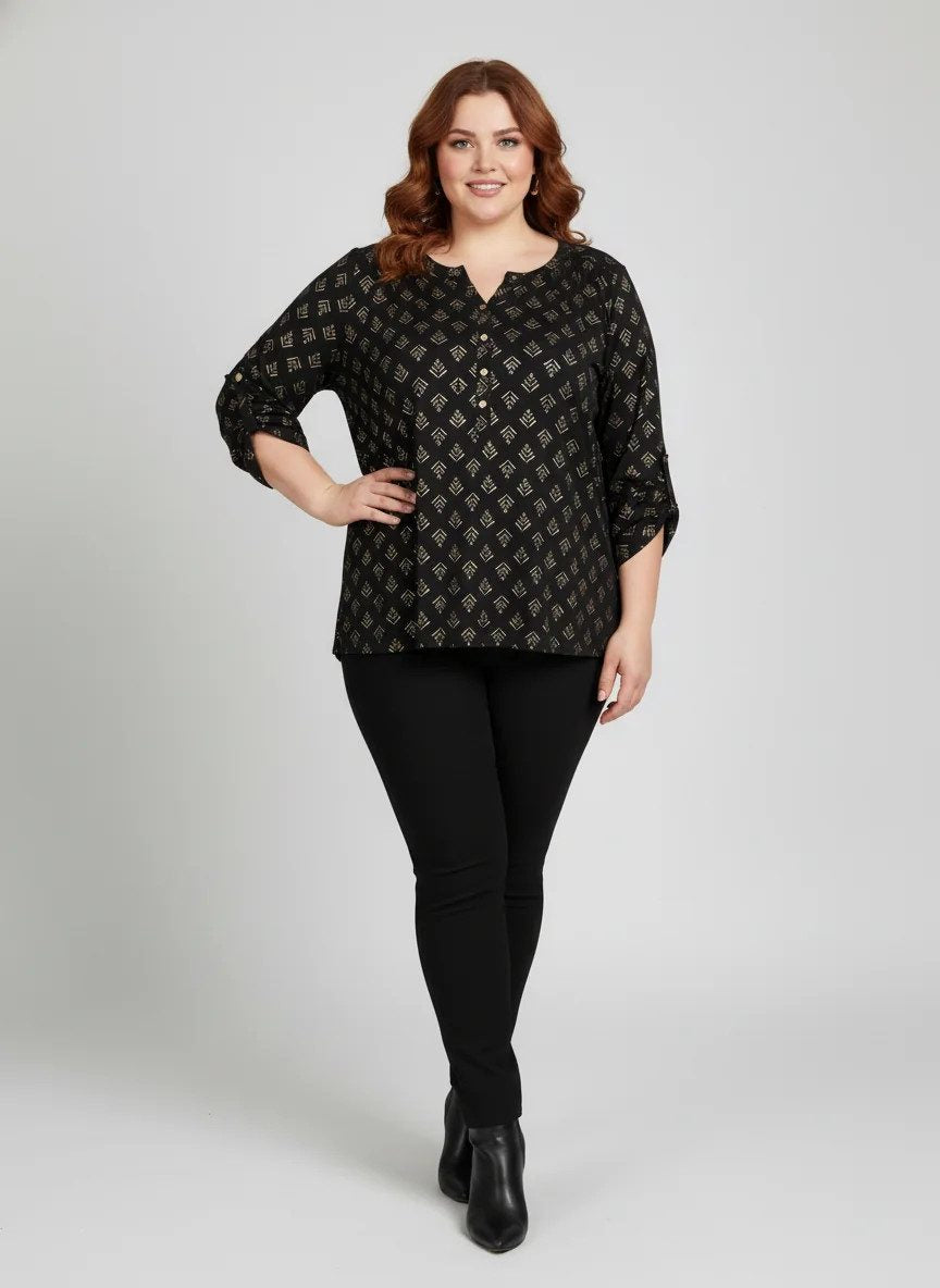 Kurzarmbluse mit Polka-Dot-Muster