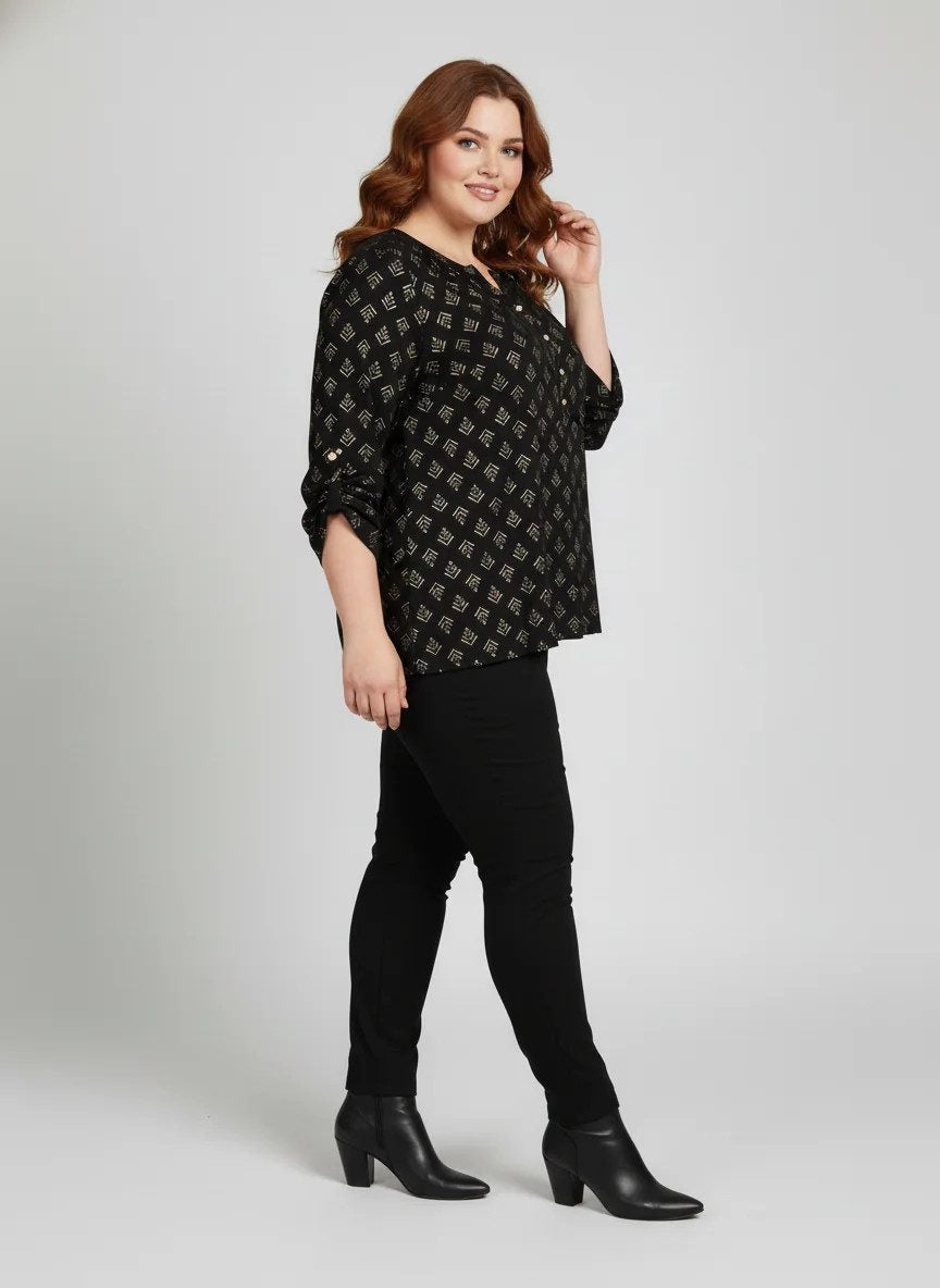 Kurzarmbluse mit Polka-Dot-Muster