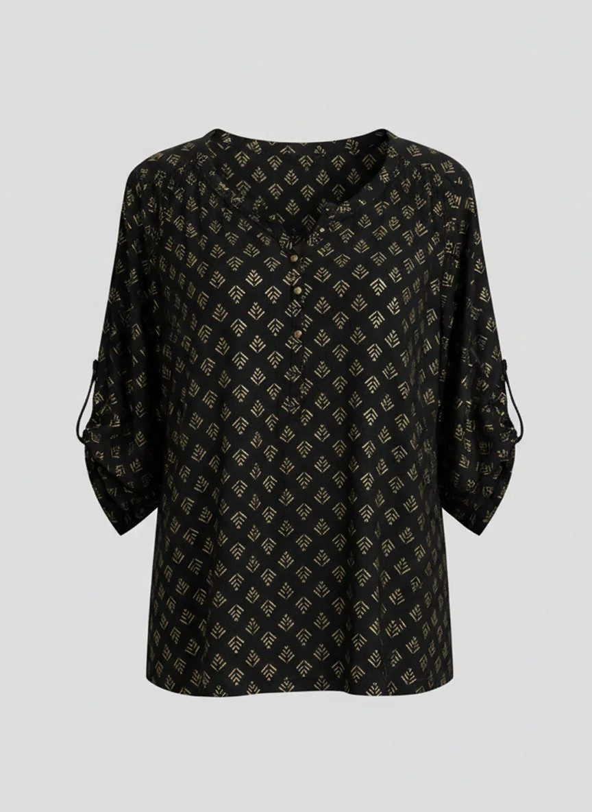 Kurzarmbluse mit Polka-Dot-Muster