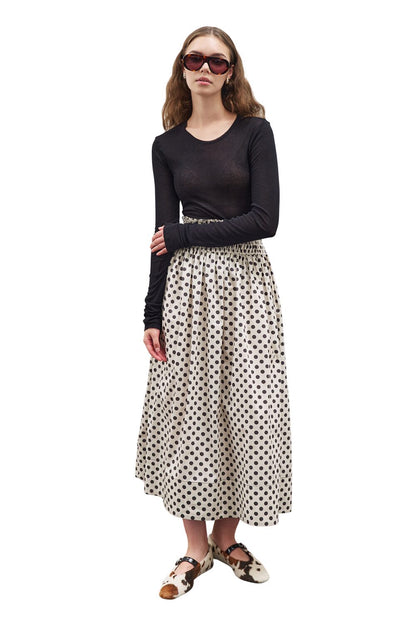POLKA-DOT-ROCK MIT TAILLE-RAGENERATION, ECRU