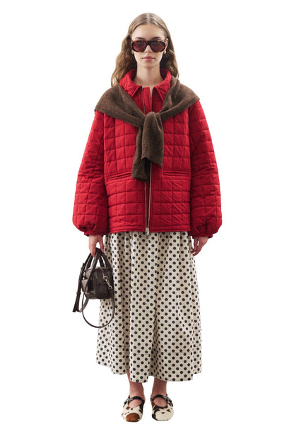 POLKA-DOT-ROCK MIT TAILLE-RAGENERATION, ECRU