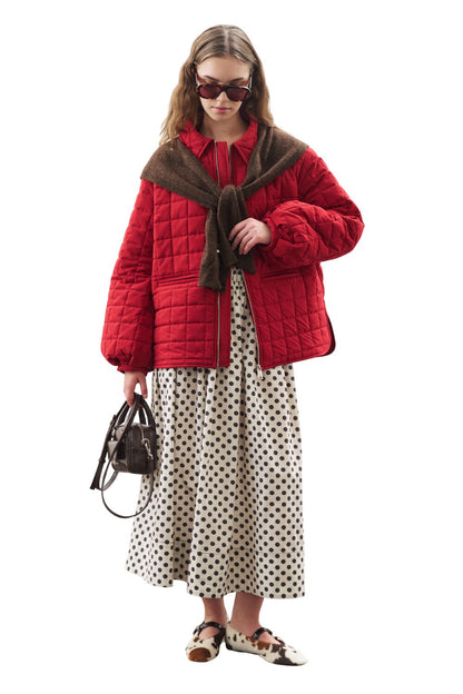 POLKA-DOT-ROCK MIT TAILLE-RAGENERATION, ECRU