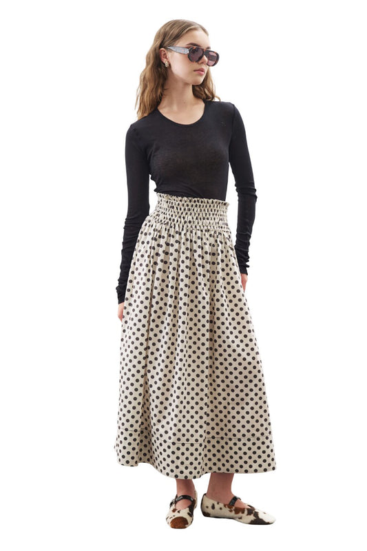 POLKA-DOT-ROCK MIT TAILLE-RAGENERATION, ECRU