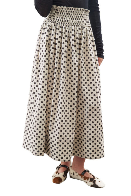POLKA-DOT-ROCK MIT TAILLE-RAGENERATION, ECRU
