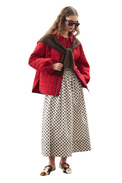 POLKA-DOT-ROCK MIT TAILLE-RAGENERATION, ECRU