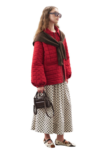 POLKA-DOT-ROCK MIT TAILLE-RAGENERATION, ECRU