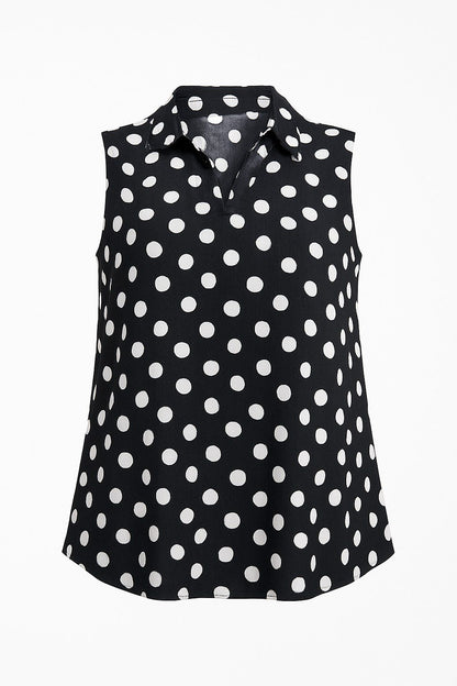 Ärmellose Bluse mit Polka-Dots