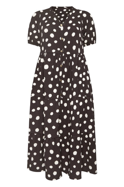 Punkte V-Ausschnitt Midi Kleid