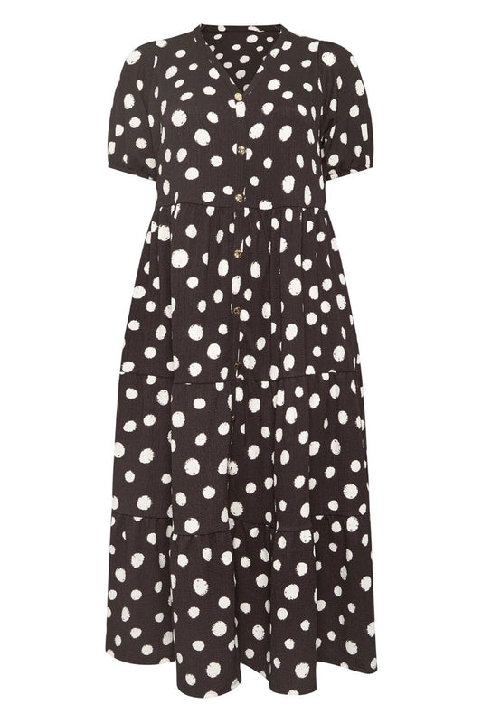 Punkte V-Ausschnitt Midi Kleid