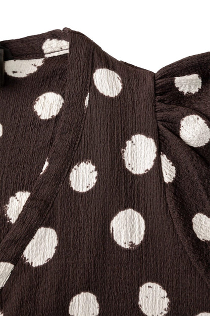 Punkte V-Ausschnitt Midi Kleid