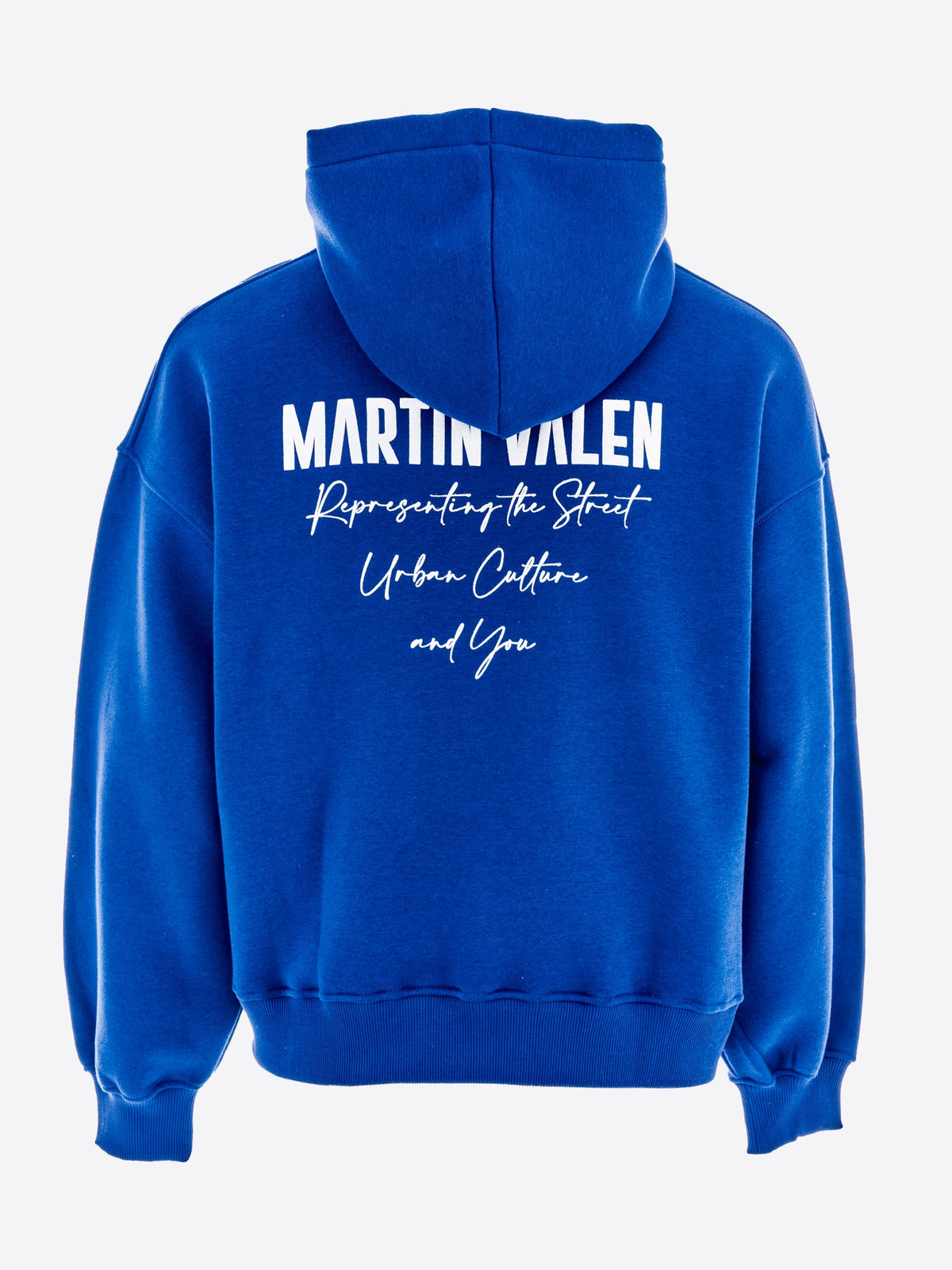 Extra Großer Blauer Kapuzenpullover mit Puffdruck