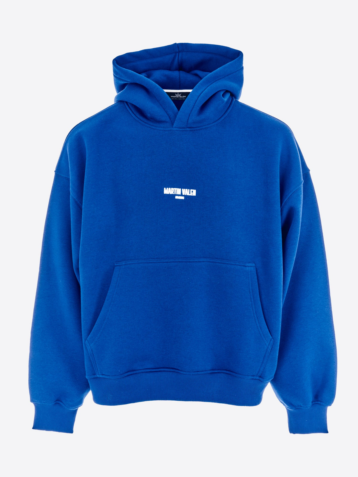 Extra Großer Blauer Kapuzenpullover mit Puffdruck