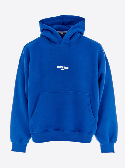 Extra Großer Blauer Kapuzenpullover mit Puffdruck