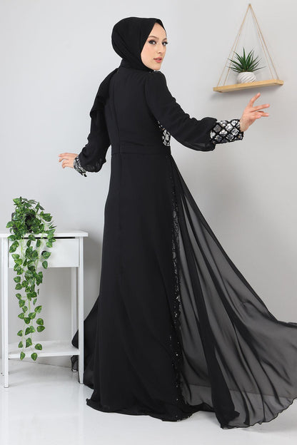 Silber Chiffon Abendkleid - MSW9819