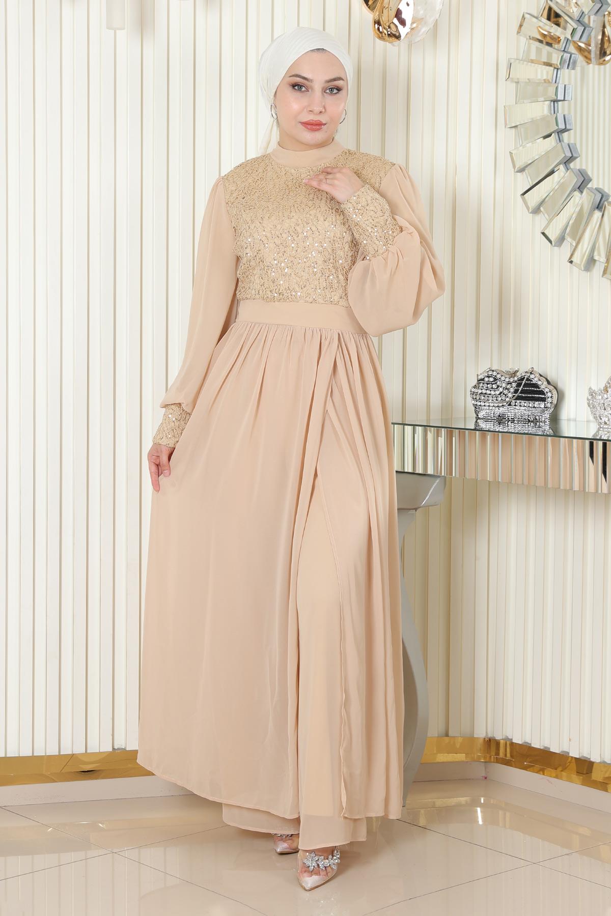 Chiffon-Set mit gerüschtem Saum