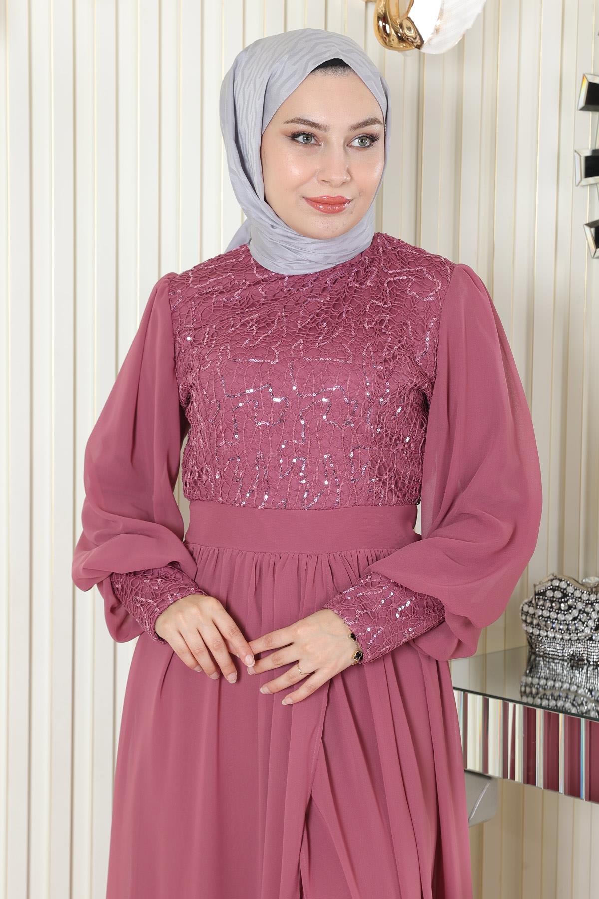 Chiffon-Set mit gerüschtem Saum
