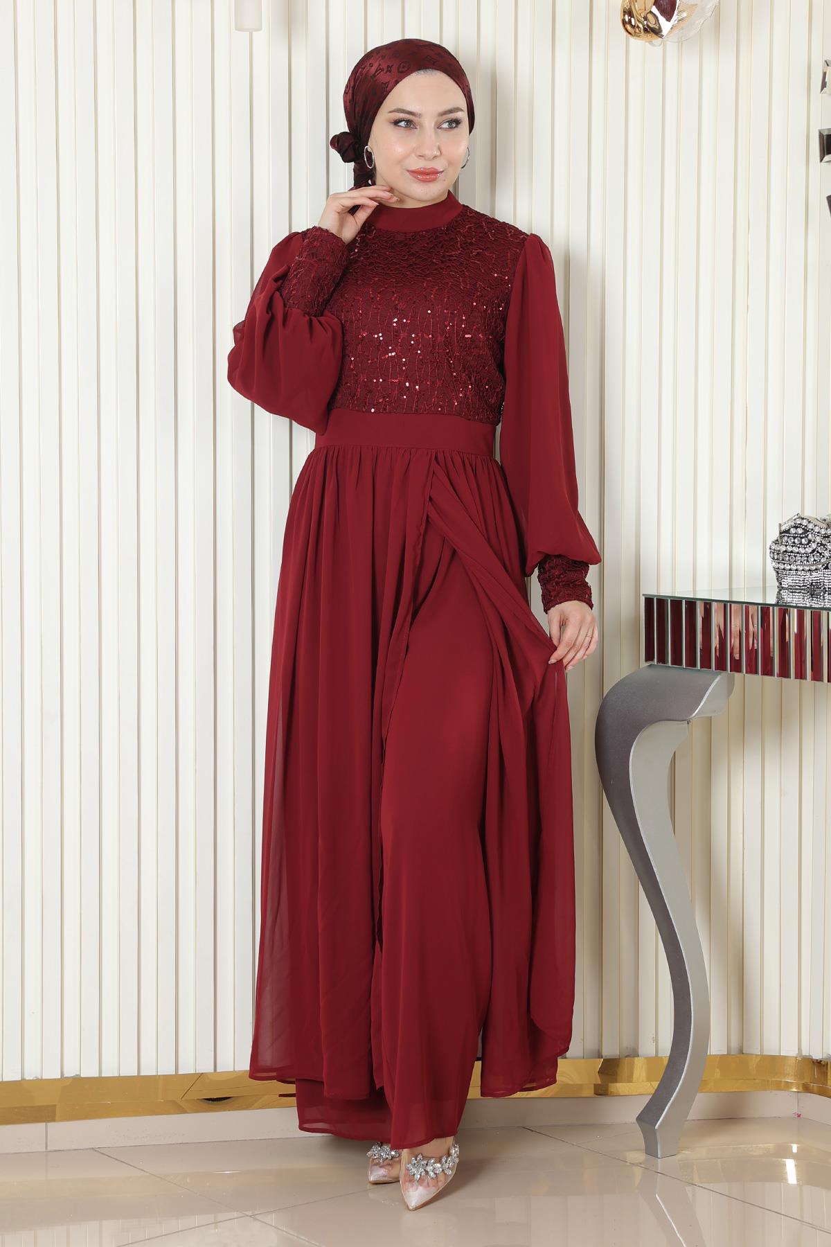 Chiffon-Set mit gerüschtem Saum