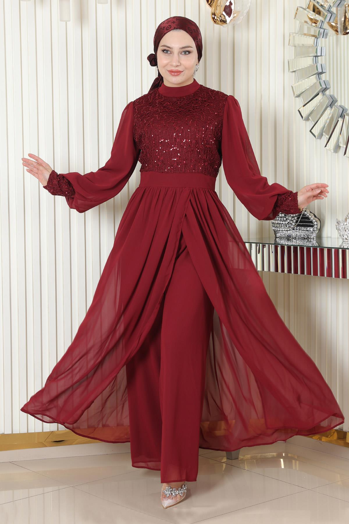 Chiffon-Set mit gerüschtem Saum