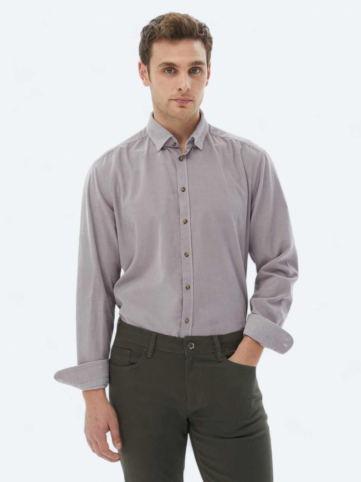 Lila Rippstrick Freizeit Baumwollshirt
