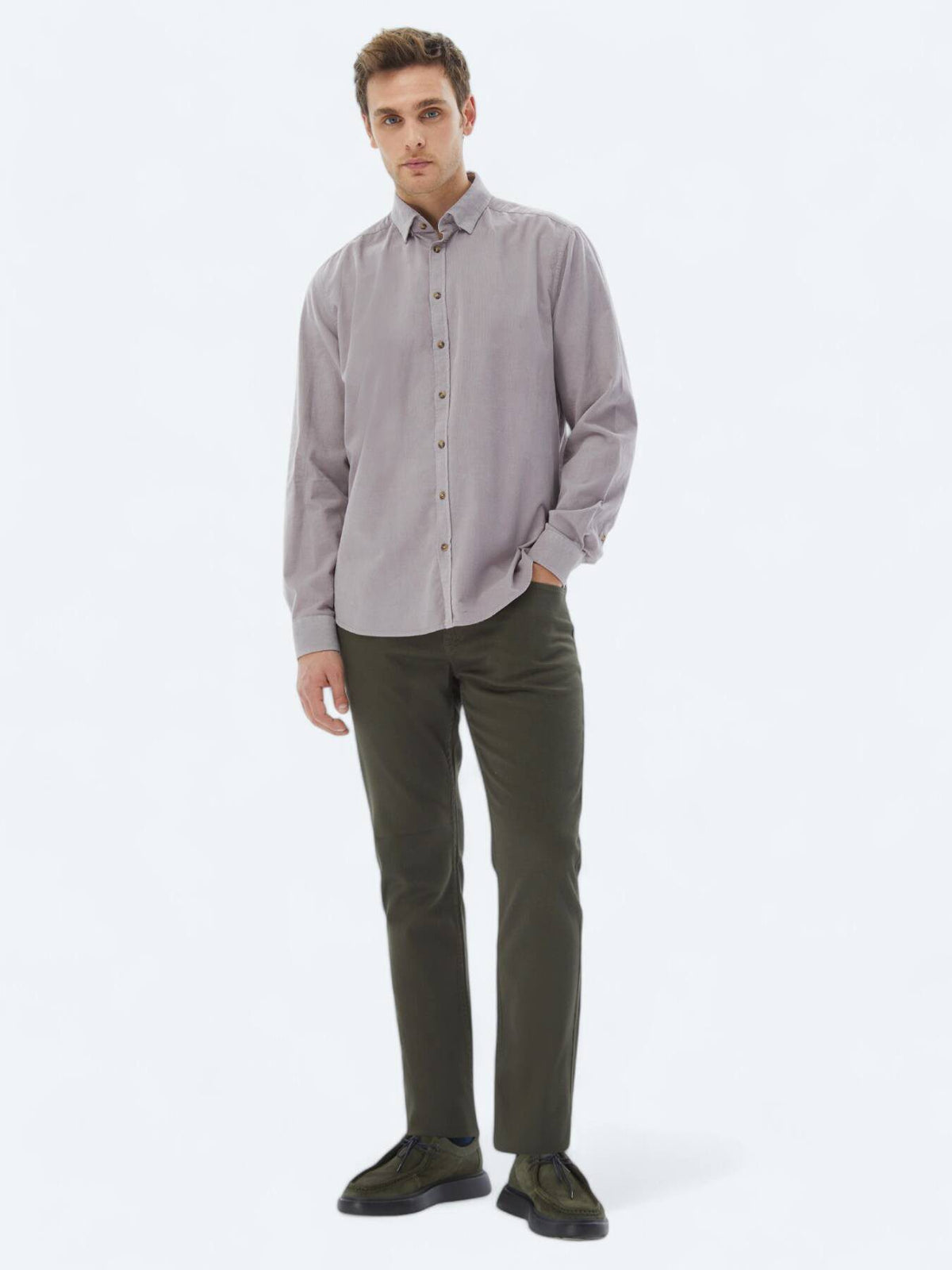 Lila Rippstrick Freizeit Baumwollshirt