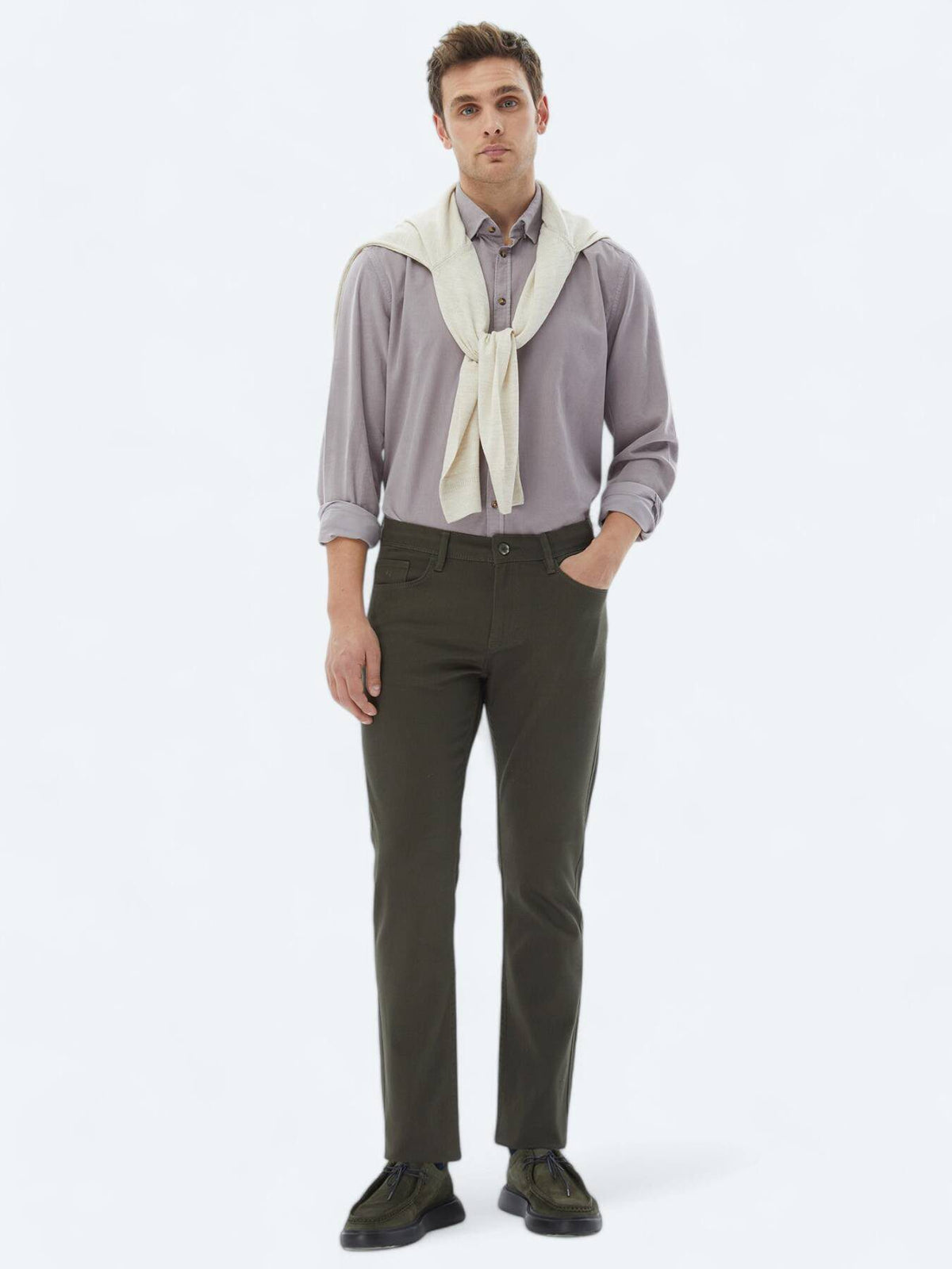 Lila Rippstrick Freizeit Baumwollshirt