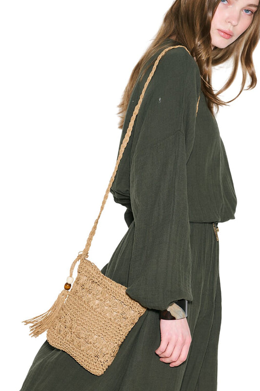NATURSTROHTASCHE MIT QUASTEN
