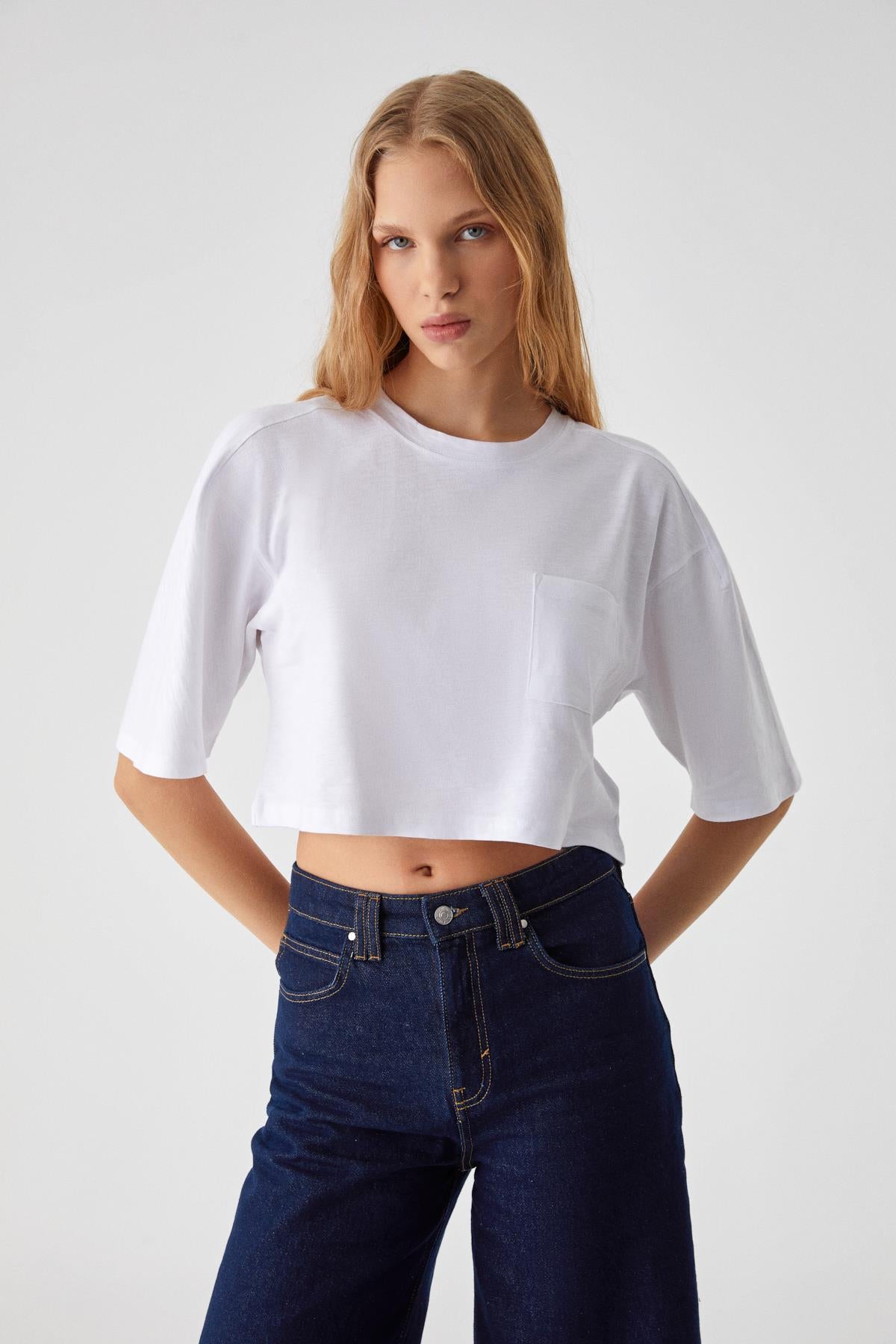 QEFKOP Damen Baumwoll-Oversize-Shirt
