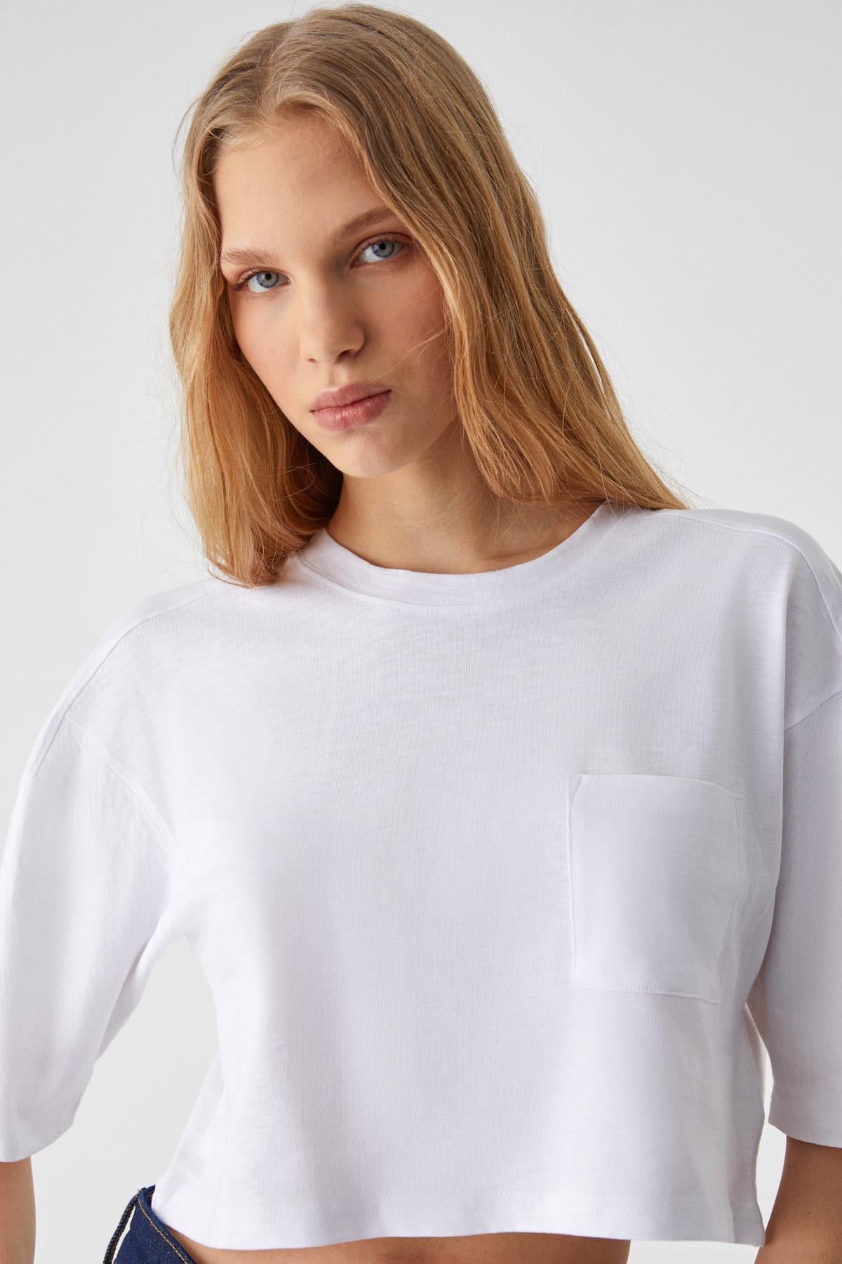 QEFKOP Damen Baumwoll-Oversize-Shirt