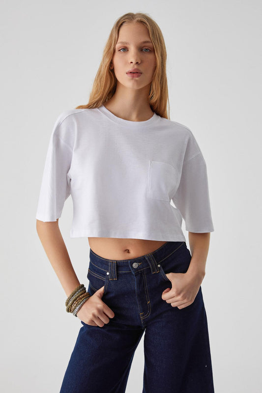 QEFKOP Damen Baumwoll-Oversize-Shirt