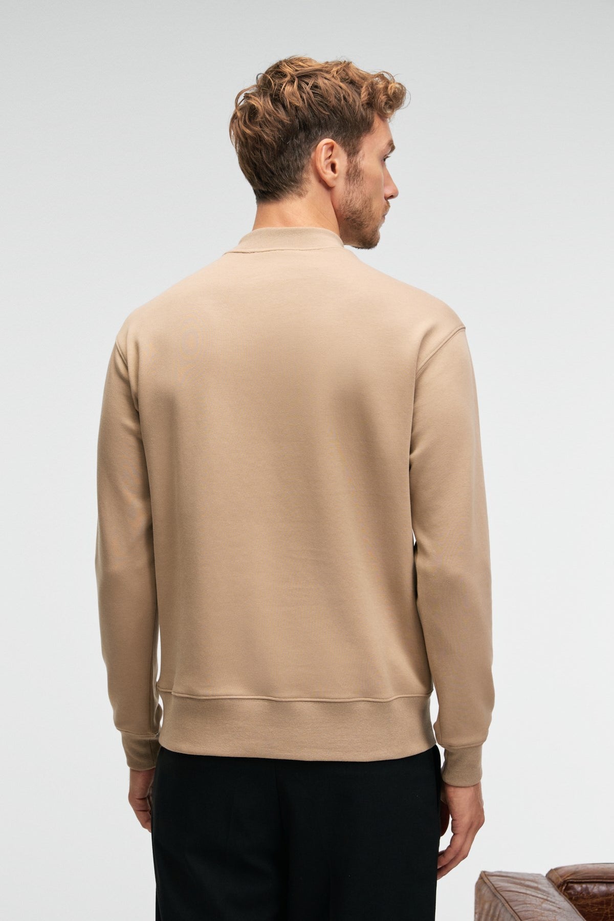 GRIMELANGE QUILLA Herren Sweatshirt Halbknopf Beige