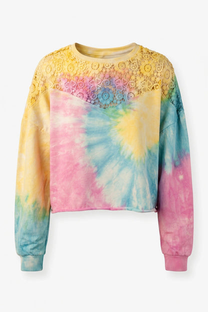Lässiges Crop-Sweatshirt mit Batikmuster und lockerer Passform