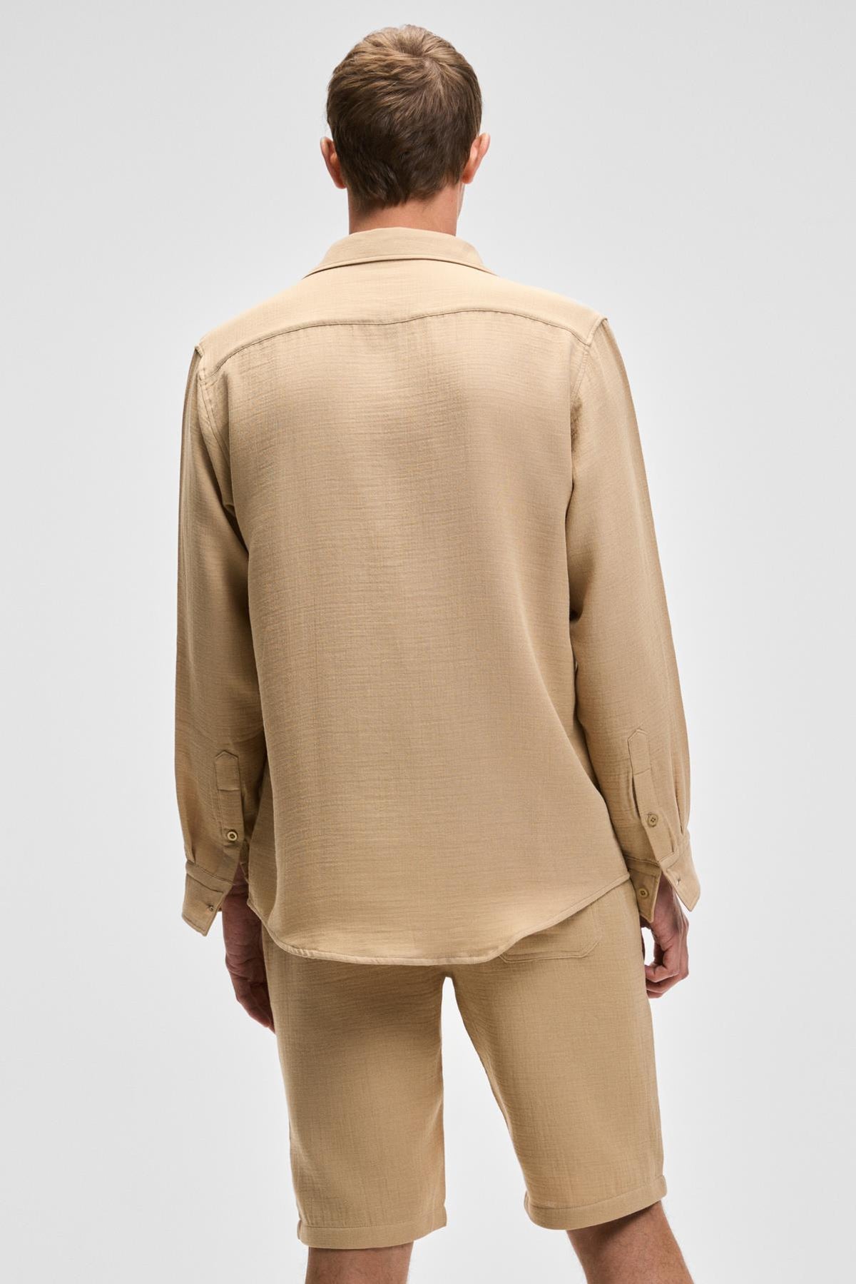 GRIMELANGE RAIMO Herren Baumwoll Comfort Fit Hemd Beige