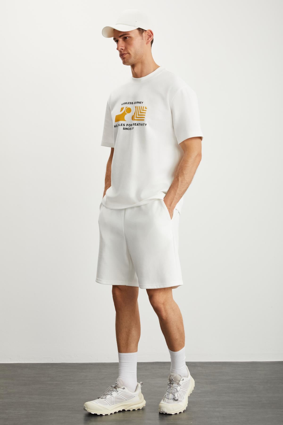 GRIMELANGE RAMADANP009 Herren Shorts aus Baumwollmix Ecru